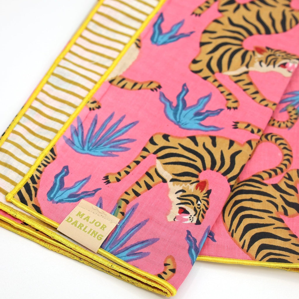reversible bandana / pink tigers + stripes - Poppy & Vine