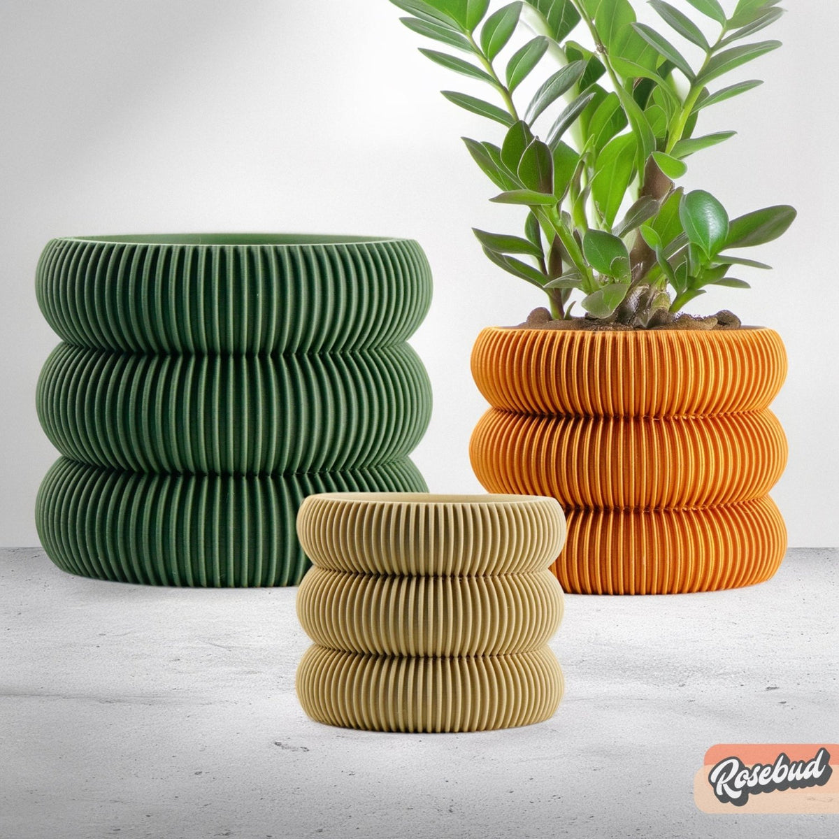 Ribbed Bubble Plant Pot With Drainage and Saucer - Poppy & Vine