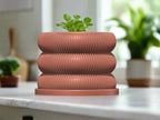 Ribbed Bubble Plant Pot With Drainage and Saucer - Poppy & Vine