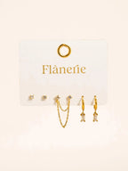 Roussa 18K Gold Non-Tarnish Chain Earring Set - Poppy & Vine