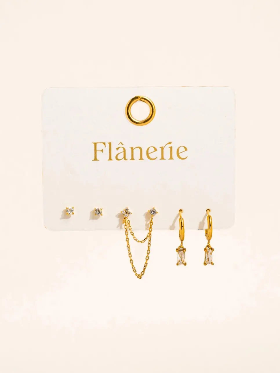 Roussa 18K Gold Non-Tarnish Chain Earring Set - Poppy & Vine