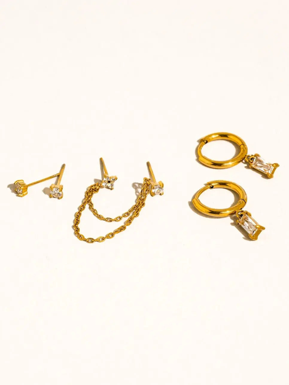 Roussa 18K Gold Non-Tarnish Chain Earring Set - Poppy & Vine