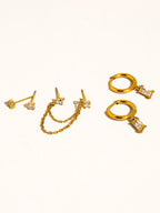 Roussa 18K Gold Non-Tarnish Chain Earring Set - Poppy & Vine