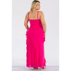 Ruffle Trim Slit Maxi Dress - Poppy & Vine