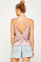 Satin Lace V-Cut Camisole - Poppy & Vine