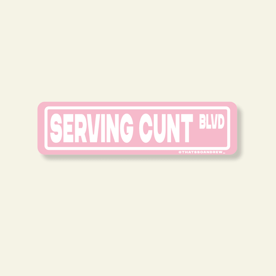 Serving Cunt Street Sign Sticker - Poppy & Vine