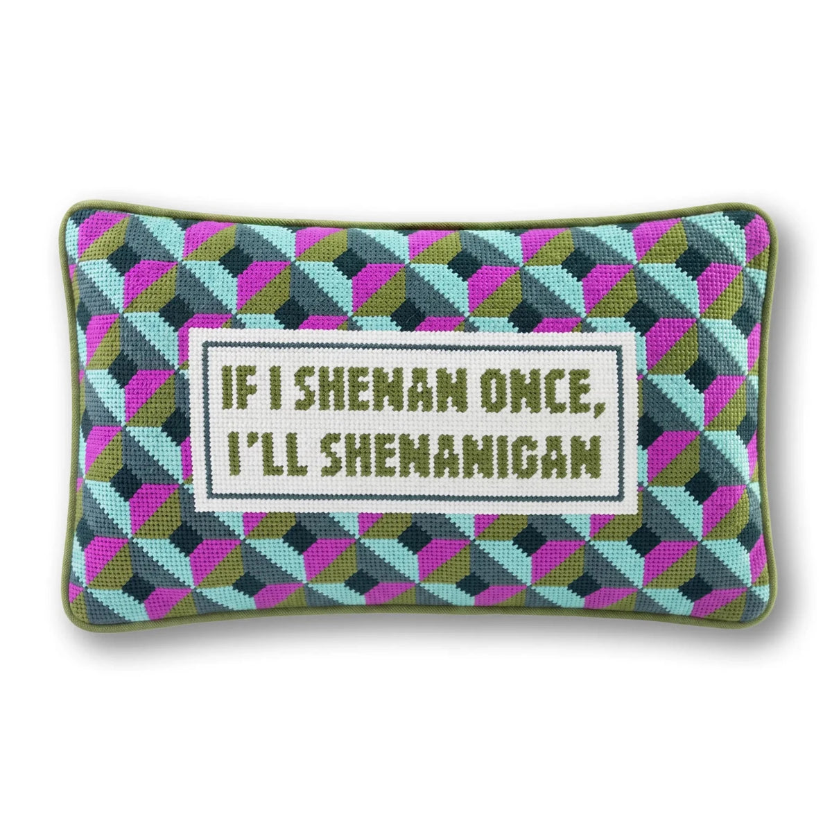 Shenanigans Needlepoint Pillow - Poppy & Vine