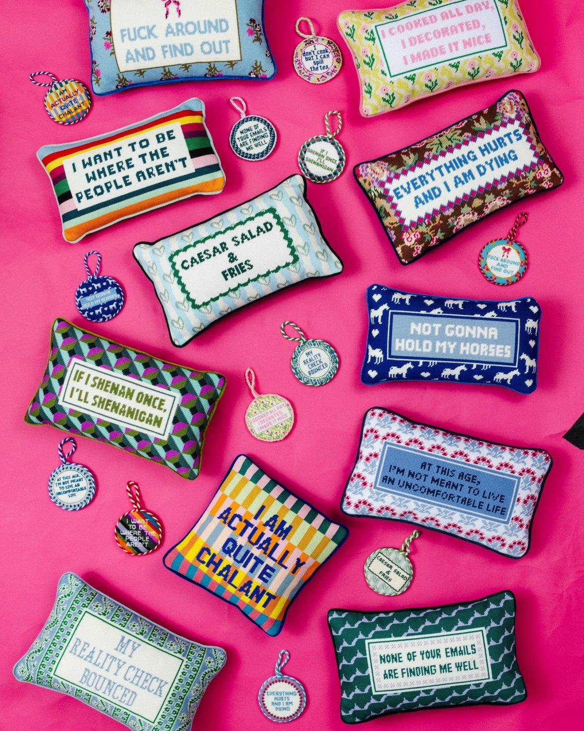 Shenanigans Needlepoint Pillow - Poppy & Vine