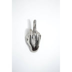 Silver Middle Finger Wall Mounted Hook | Modern Ceramic Statement Sculpture | 7" Tall - Poppy & Vine