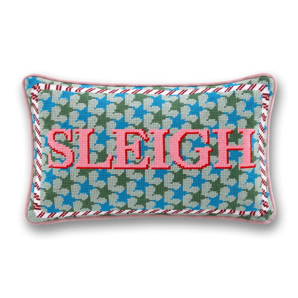 Sleigh Needlepoint Pillow - Poppy & Vine