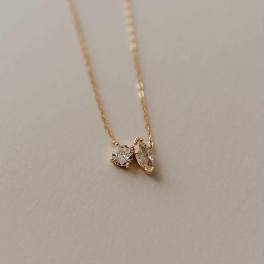 Sloane Two Stone Diamond Necklace - Poppy & Vine