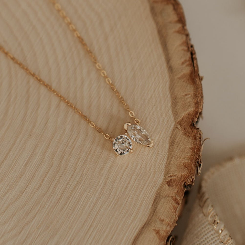 Sloane Two Stone Diamond Necklace - Poppy & Vine