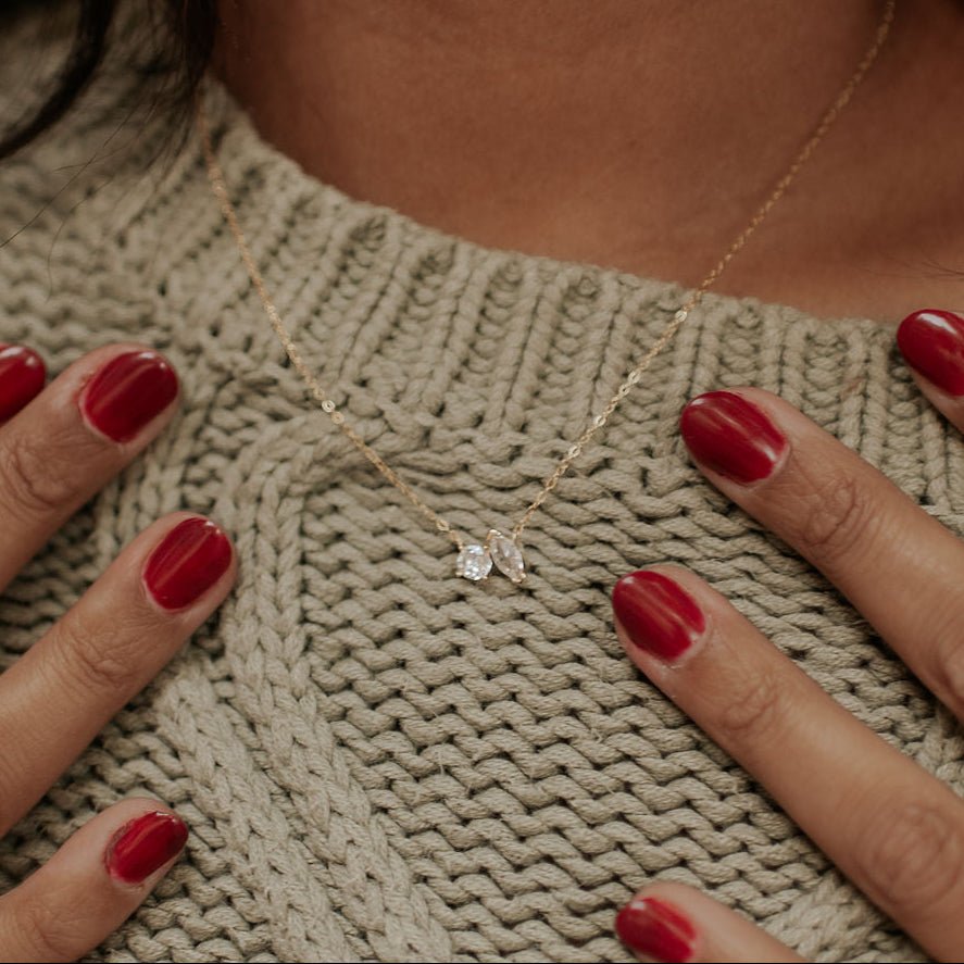 Sloane Two Stone Diamond Necklace - Poppy & Vine