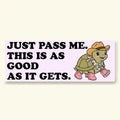 Just Pass Me Turtle Slow Driver Vinyl Bumper Sticker