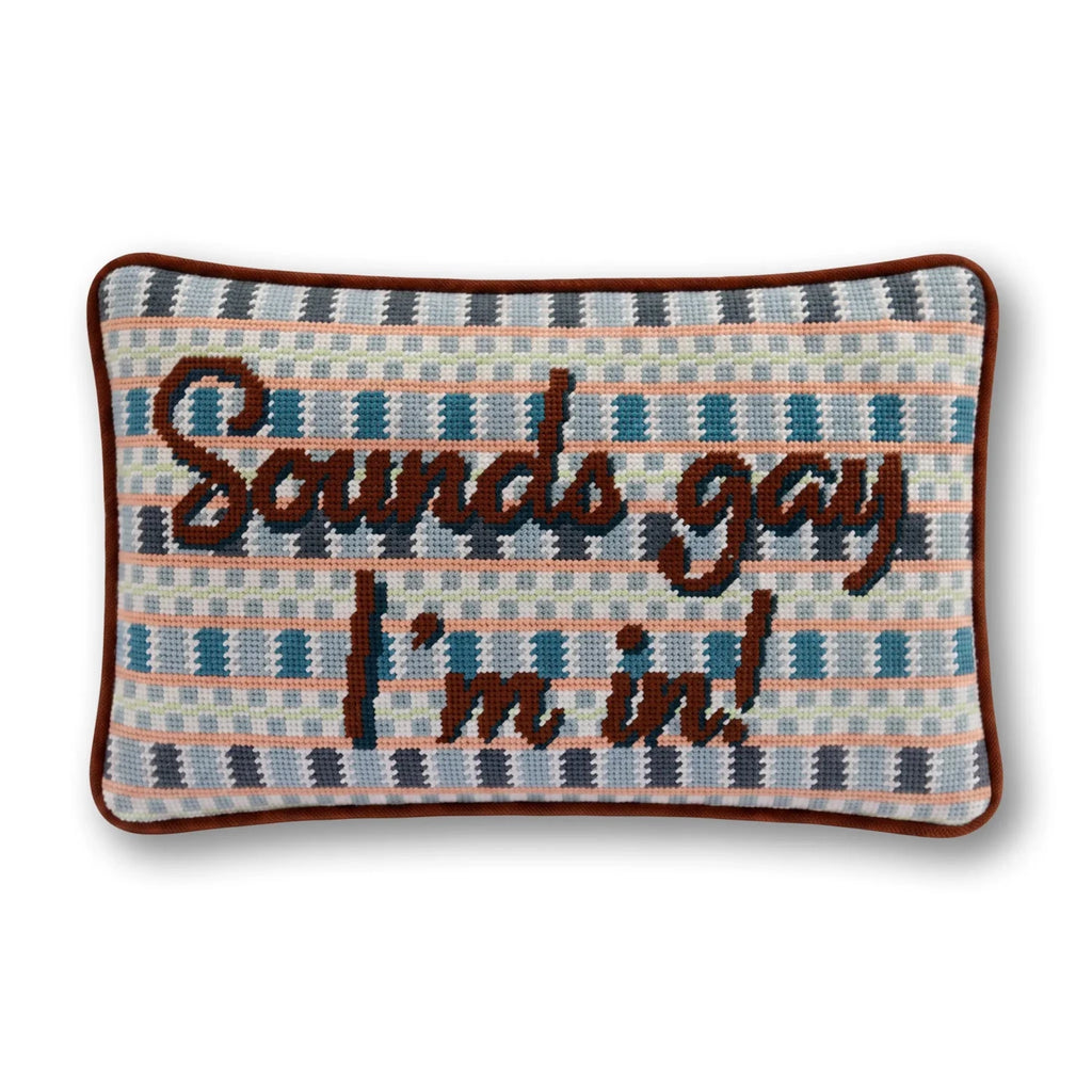 Sounds Gay Needlepoint Pillow - Poppy & Vine