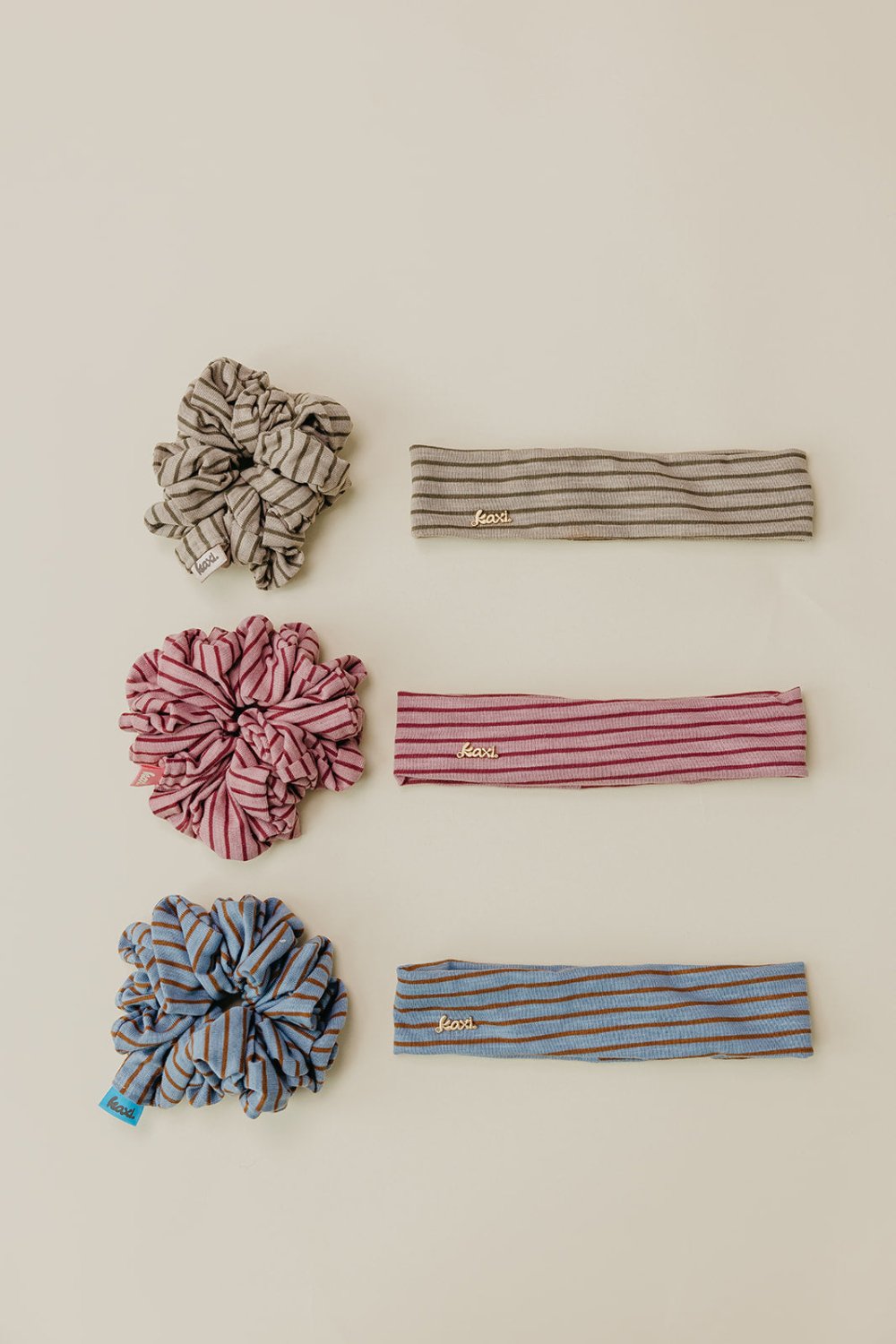 STRIPED OVERSIZED SCRUNCHIE + HEADBAND BUNDLE - Poppy & Vine