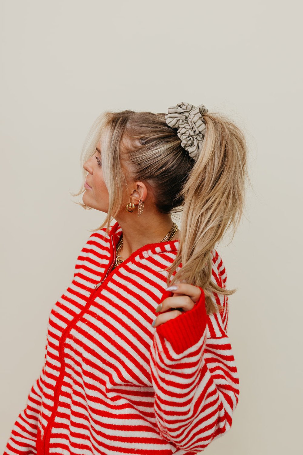 STRIPED OVERSIZED SCRUNCHIE + HEADBAND BUNDLE - Poppy & Vine