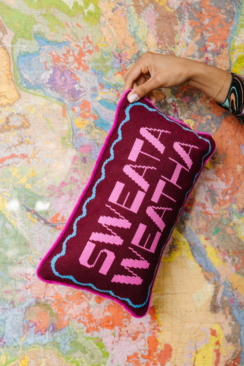 Sweata Weatha Needlepoint Pillow - Poppy & Vine