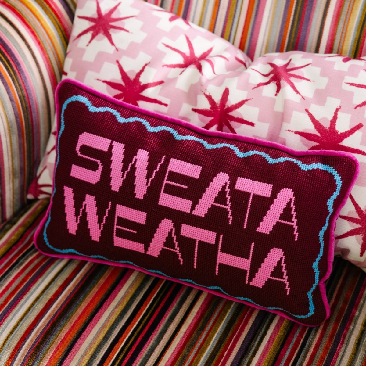 Sweata Weatha Needlepoint Pillow - Poppy & Vine
