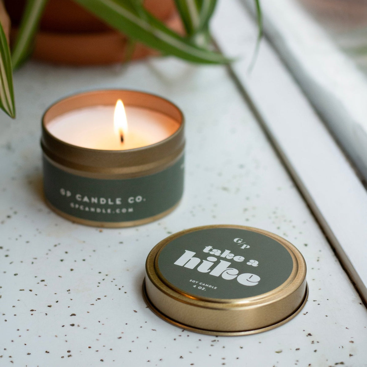 Take A Hike 4 oz. Just Because Candle Tin - Poppy & Vine