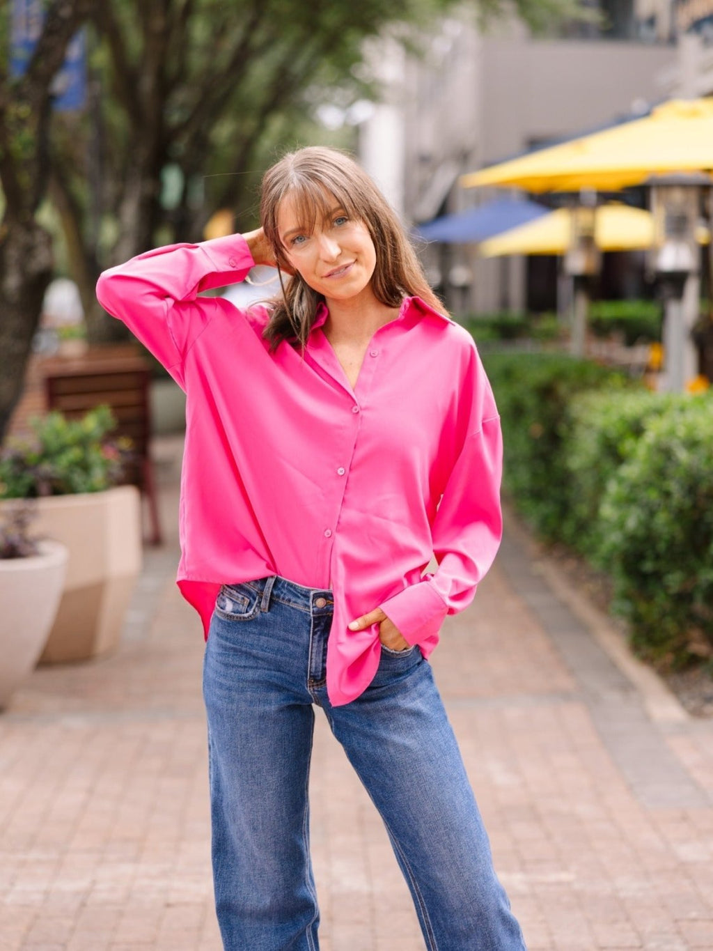 The Kathryn Button-Up, Hot Pink - Poppy & Vine