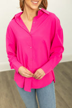 The Kathryn Button-Up, Hot Pink - Poppy & Vine