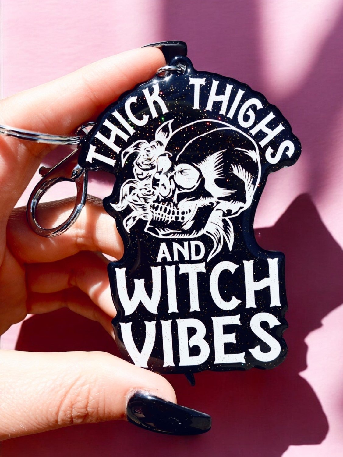 Thick Thighs Witch Vibes Halloween Keychain - Poppy & Vine