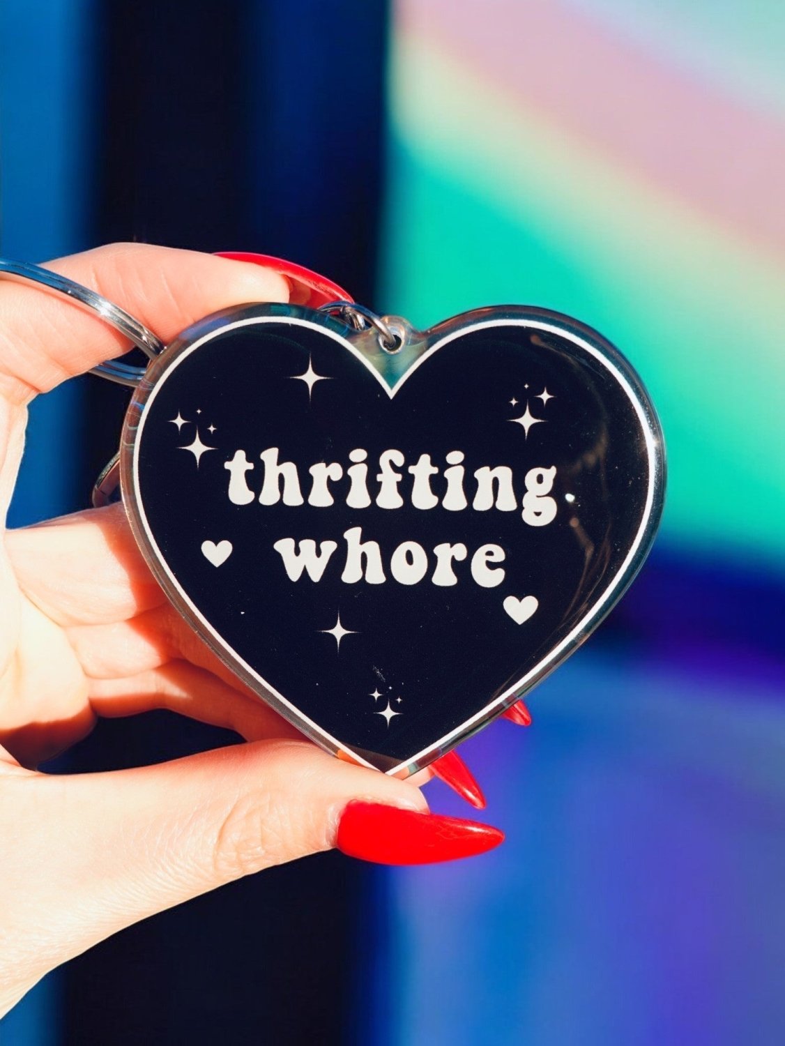 Thirfting Whore Heart Keychain - Poppy & Vine