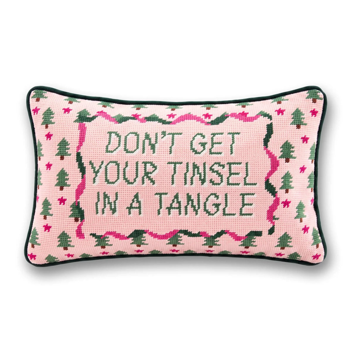 Tinsel in a Tangle Needlepoint Pillow - Poppy & Vine