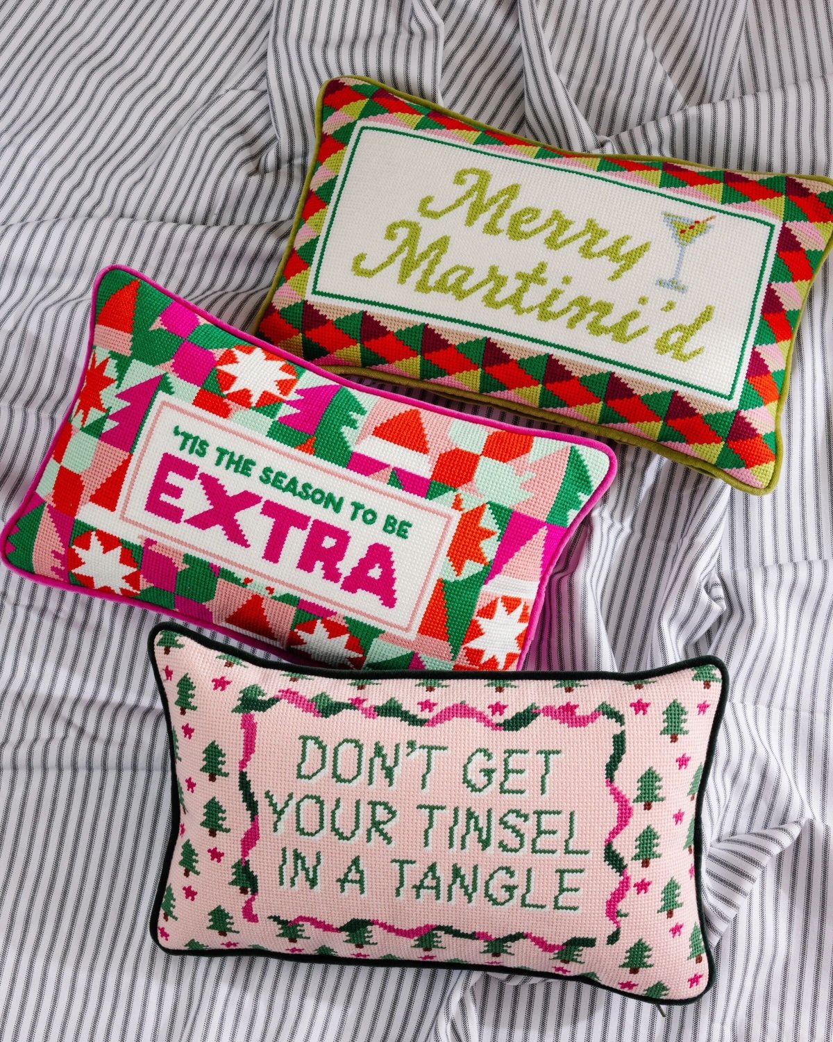 Tis the Extra Season Needlepoint Pillow - Poppy & Vine