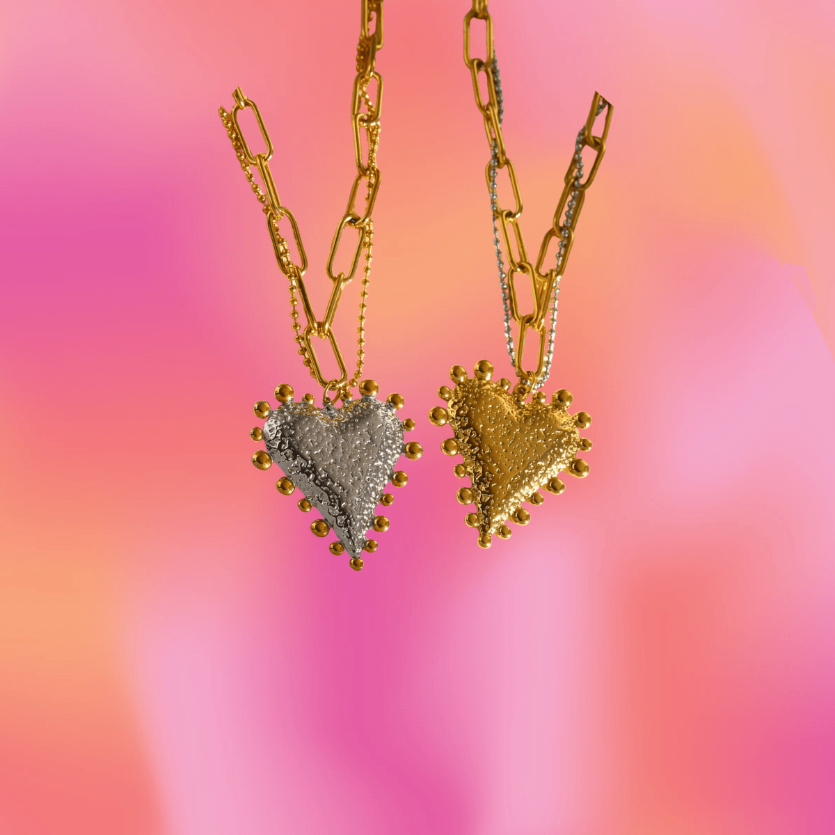 Titanium Statement Textured Heart Necklace - Poppy & Vine