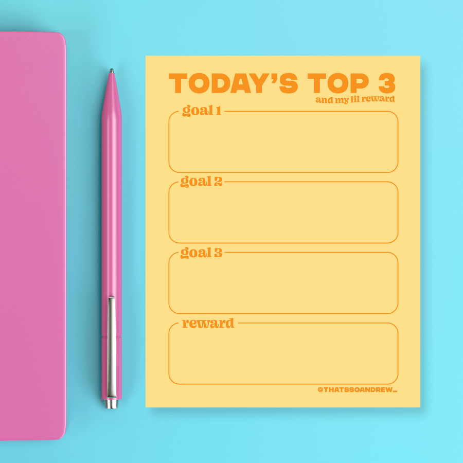 Today's Top 3 Goals - Snarky & Funny Notepad - Poppy & Vine
