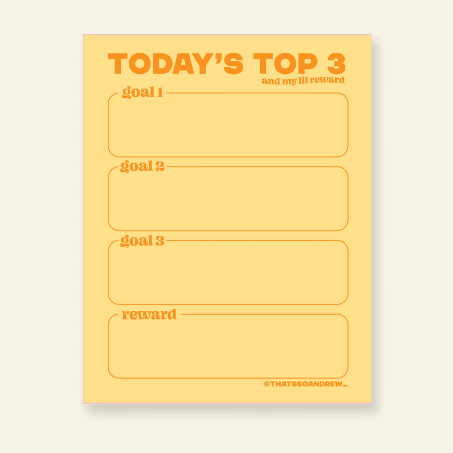 Today's Top 3 Goals - Snarky & Funny Notepad - Poppy & Vine