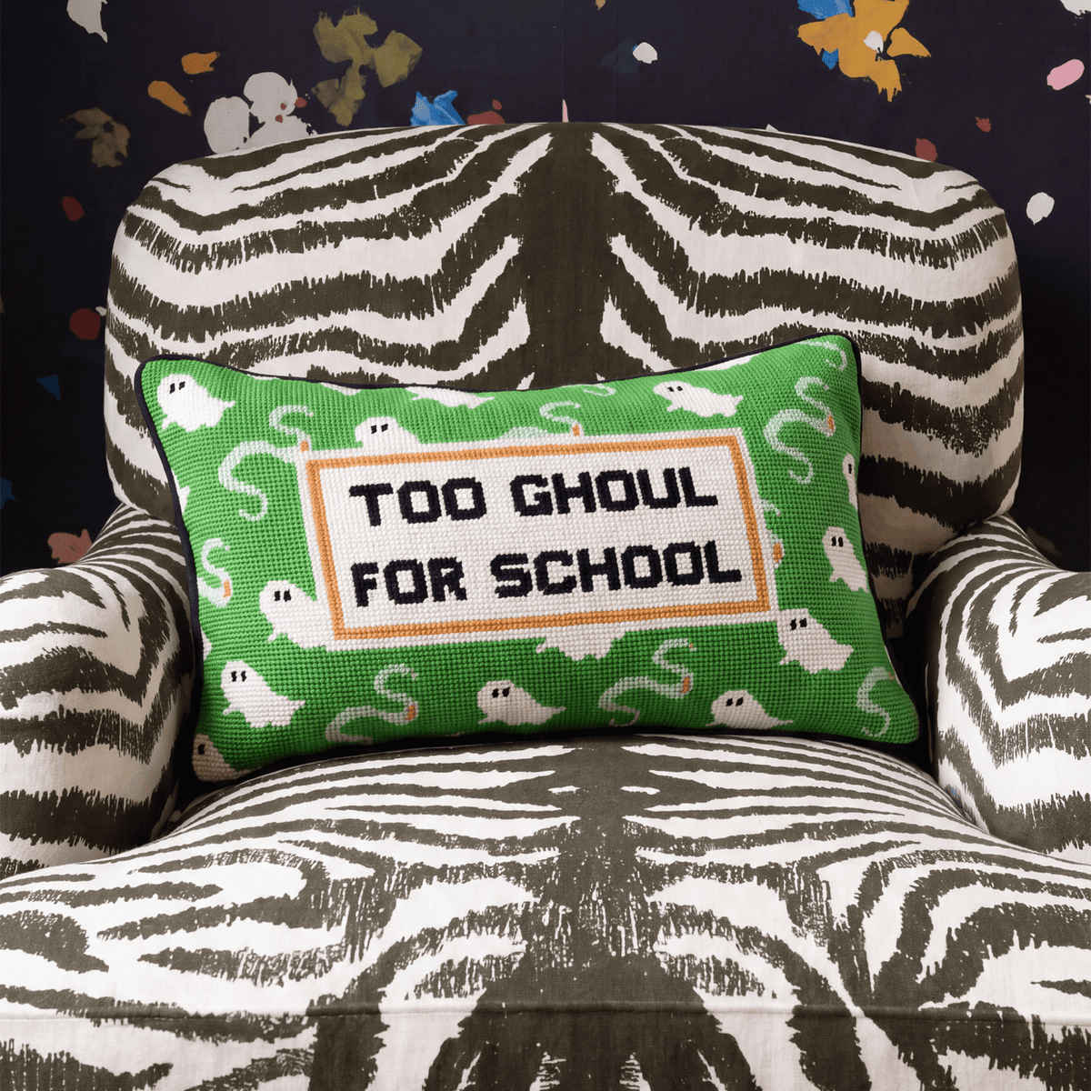 Too Ghoul Needlepoint Pillow - Poppy & Vine
