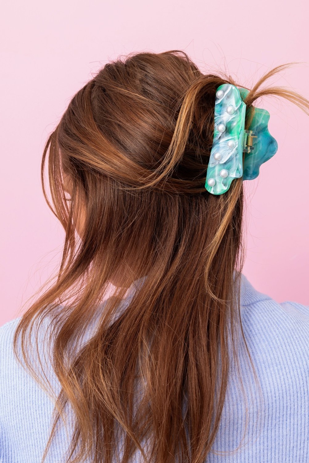 Turquoise + Pearl Claw Clip - Poppy & Vine
