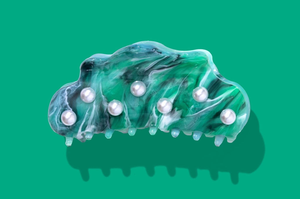 Turquoise + Pearl Claw Clip - Poppy & Vine