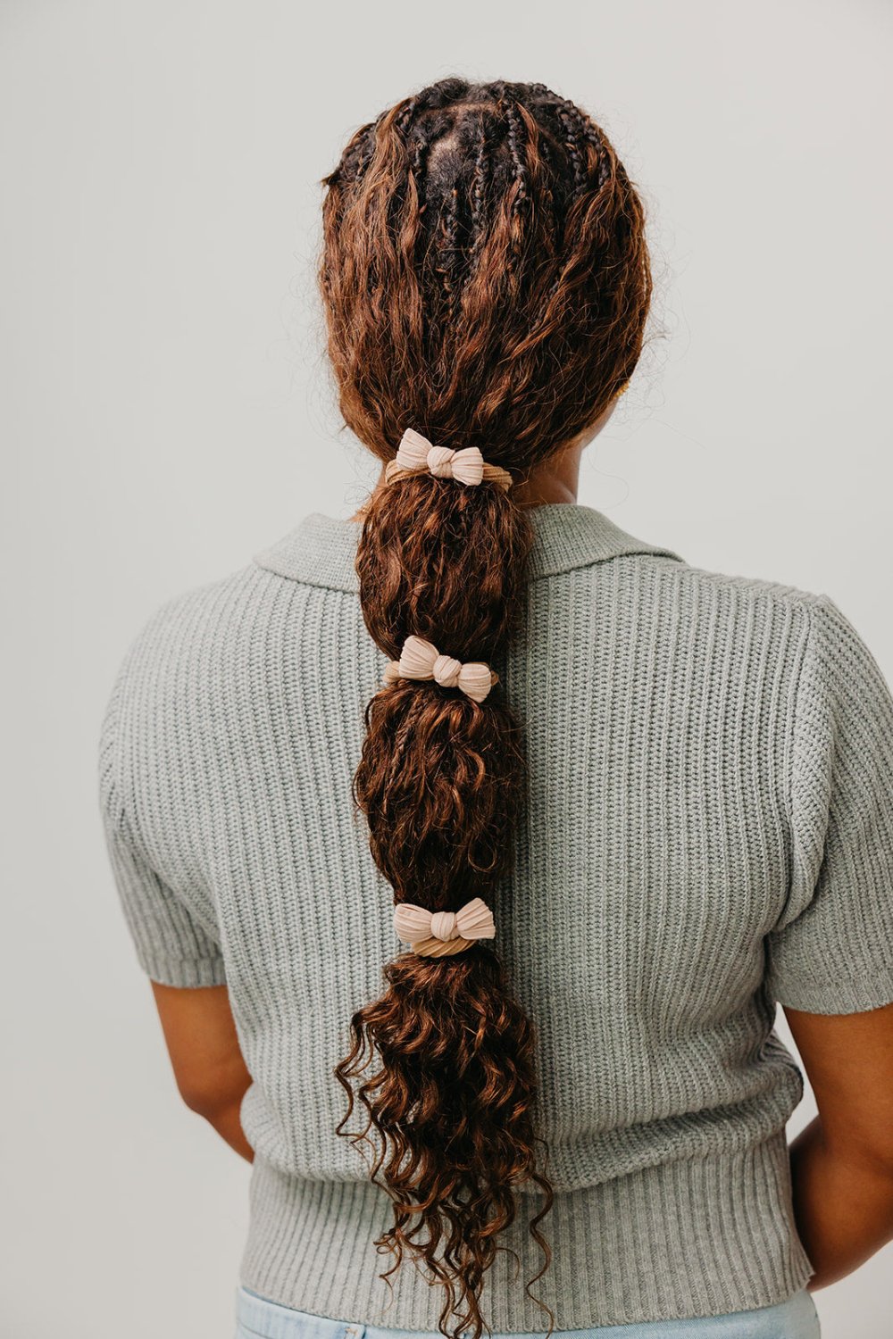 TWO TONED BOW SLICK BACK PONYTAILS (PACK OF 3) - Poppy & Vine