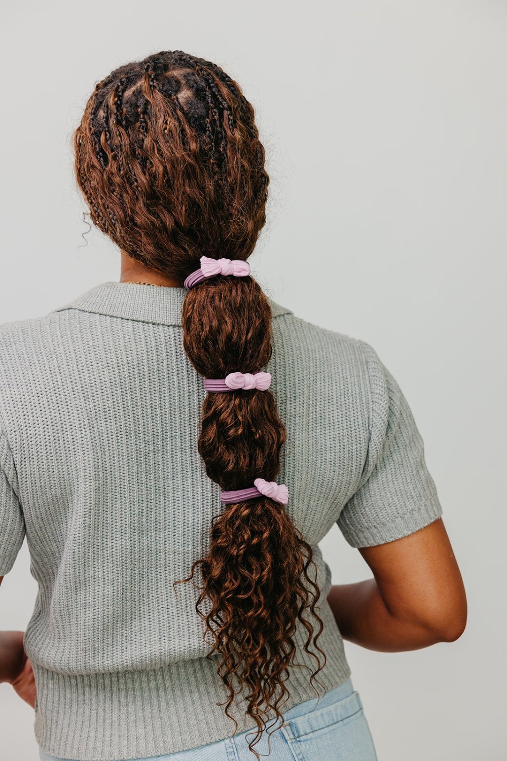 TWO TONED BOW SLICK BACK PONYTAILS (PACK OF 3) - Poppy & Vine