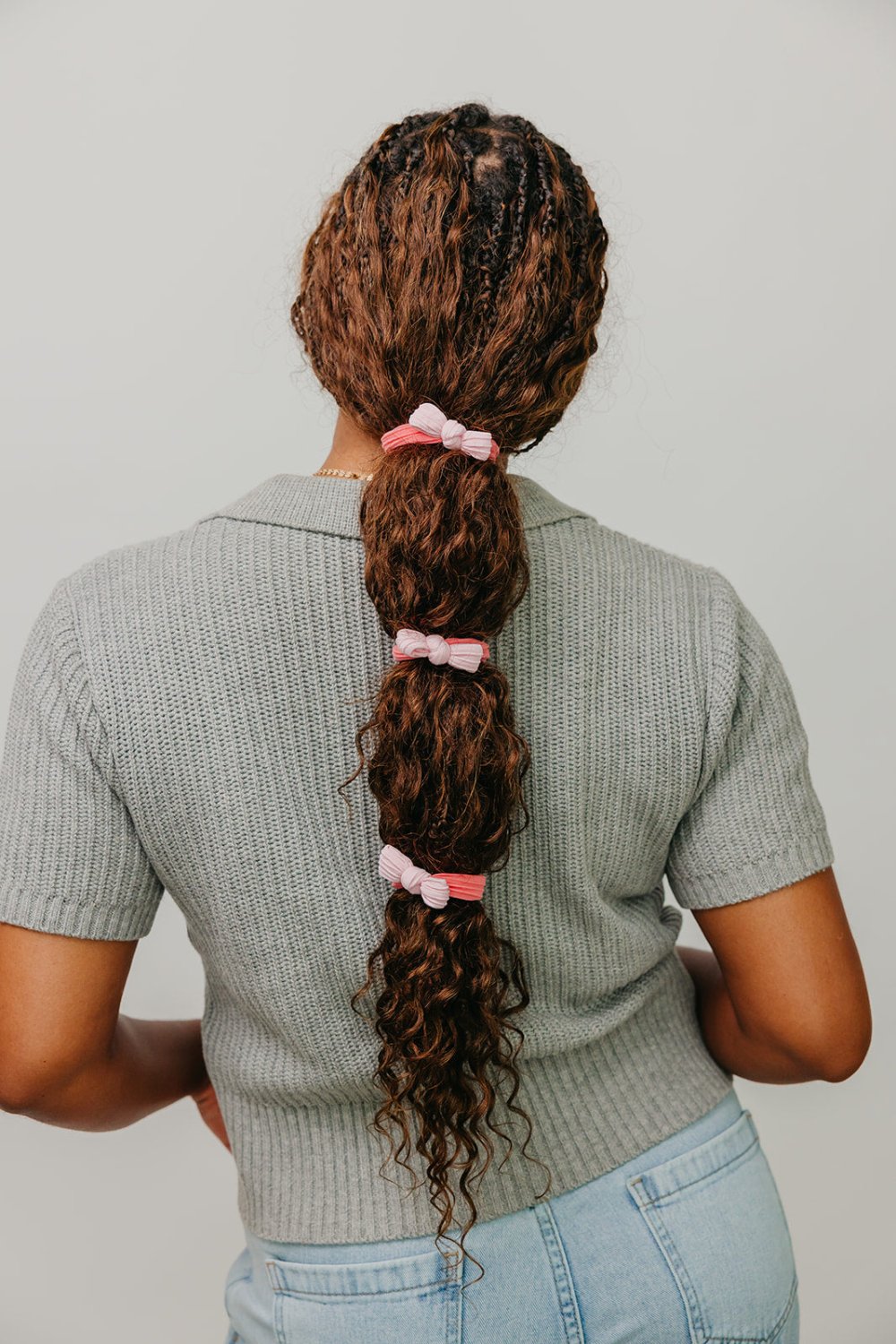 TWO TONED BOW SLICK BACK PONYTAILS (PACK OF 3) - Poppy & Vine