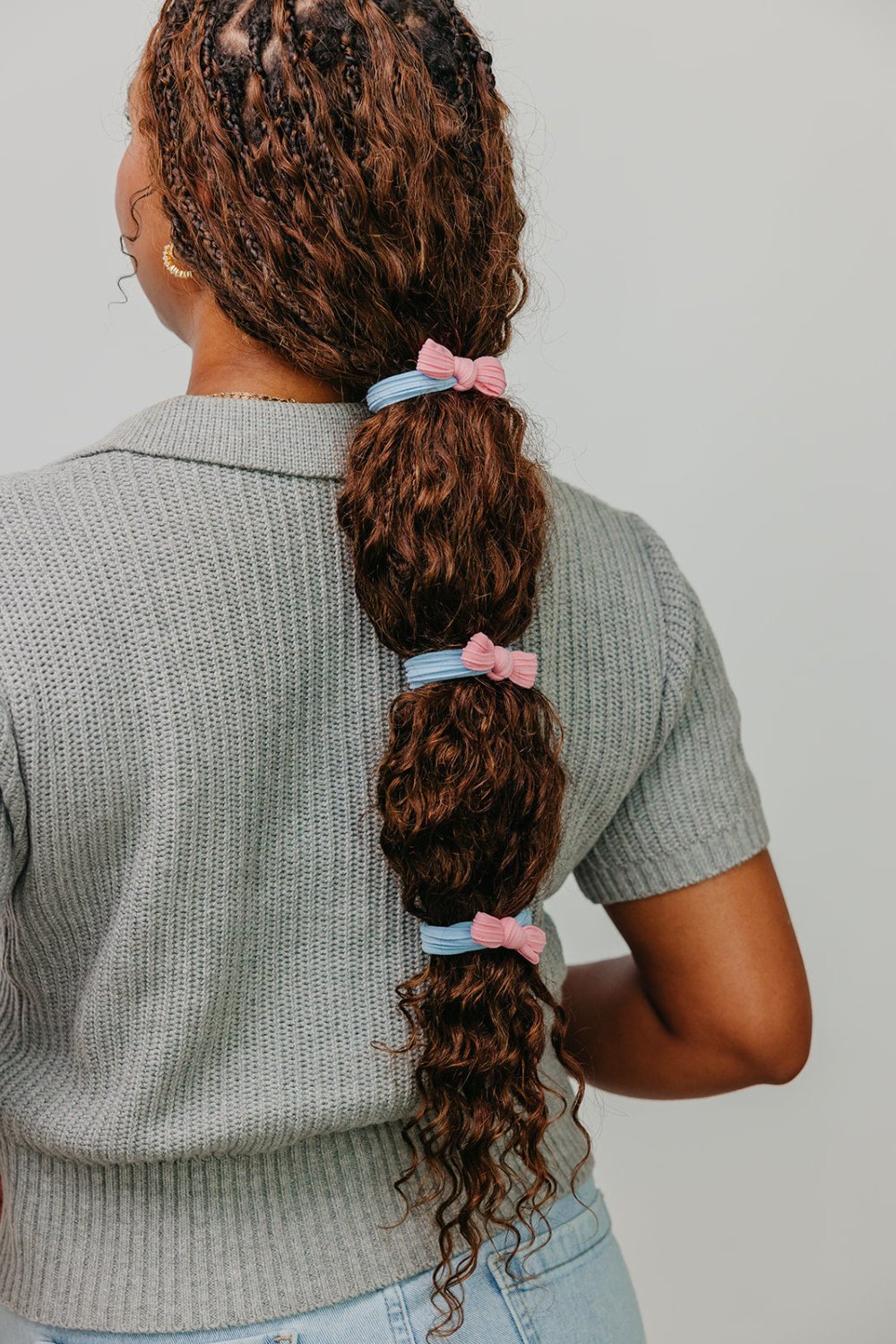 TWO TONED BOW SLICK BACK PONYTAILS (PACK OF 3) - Poppy & Vine
