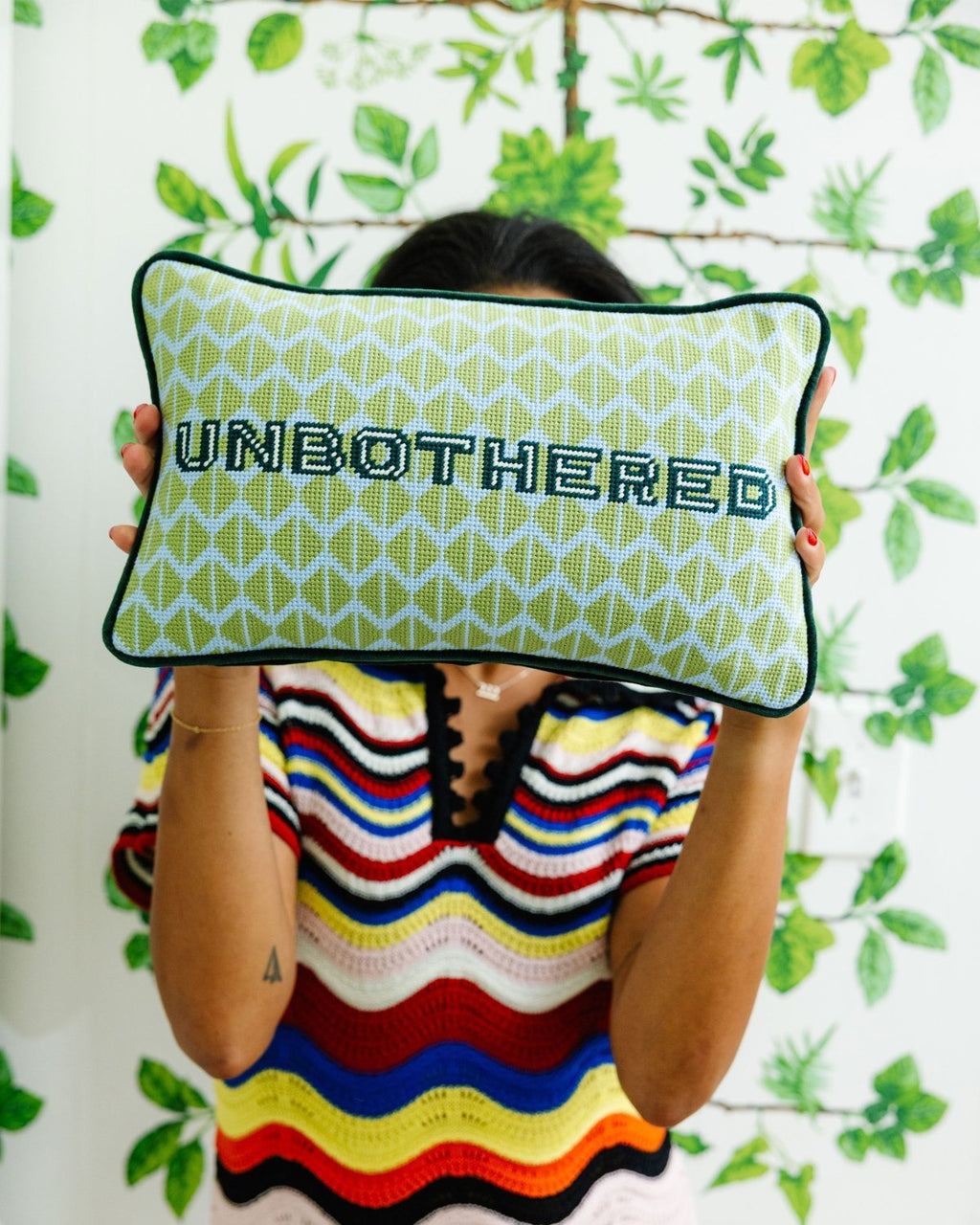 Unbothered Needlepoint Pillow - Poppy & Vine