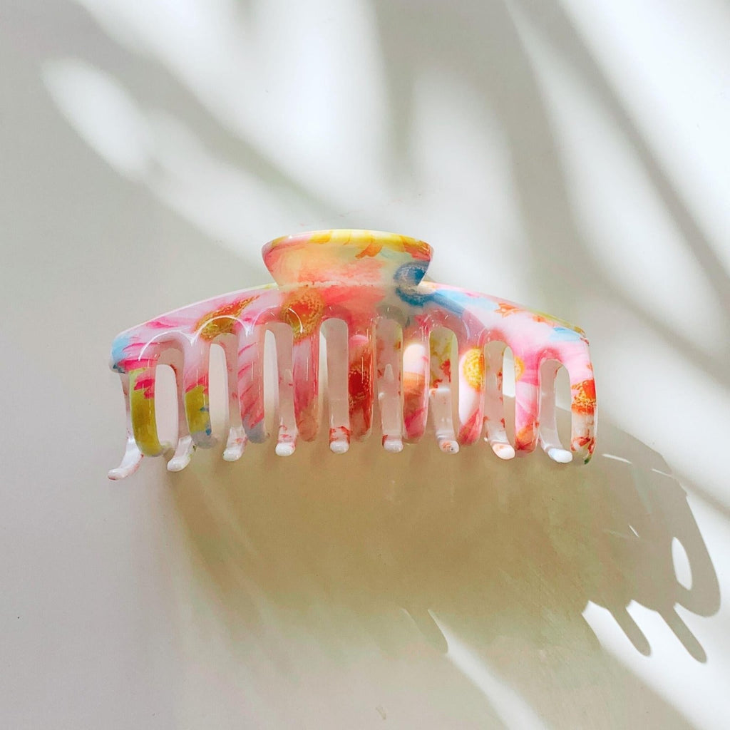Velvet Claws Hair Clip | The Lobster in Primavera Floral on White - Poppy & Vine