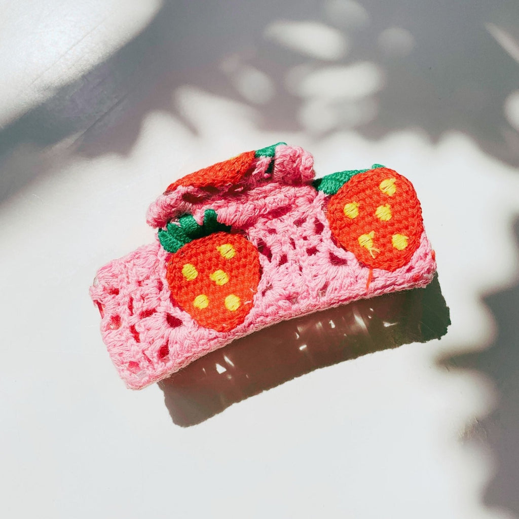 Velvet Claws Strawberry Granny Square Hair Claw - Poppy & Vine