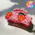 Velvet Claws Strawberry Granny Square Hair Claw - Poppy & Vine