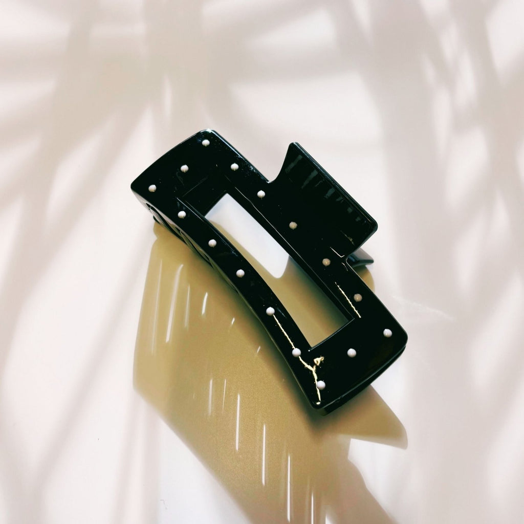 Velvet Claws Uptown Lady in Black Dot Hair Clip - Poppy & Vine