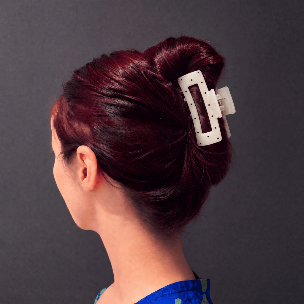 Velvet Claws Uptown Lady in White Dot Hair Clip - Poppy & Vine