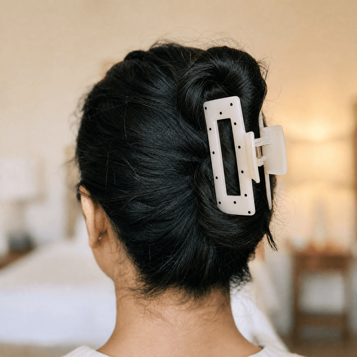 Velvet Claws Uptown Lady in White Dot Hair Clip - Poppy & Vine