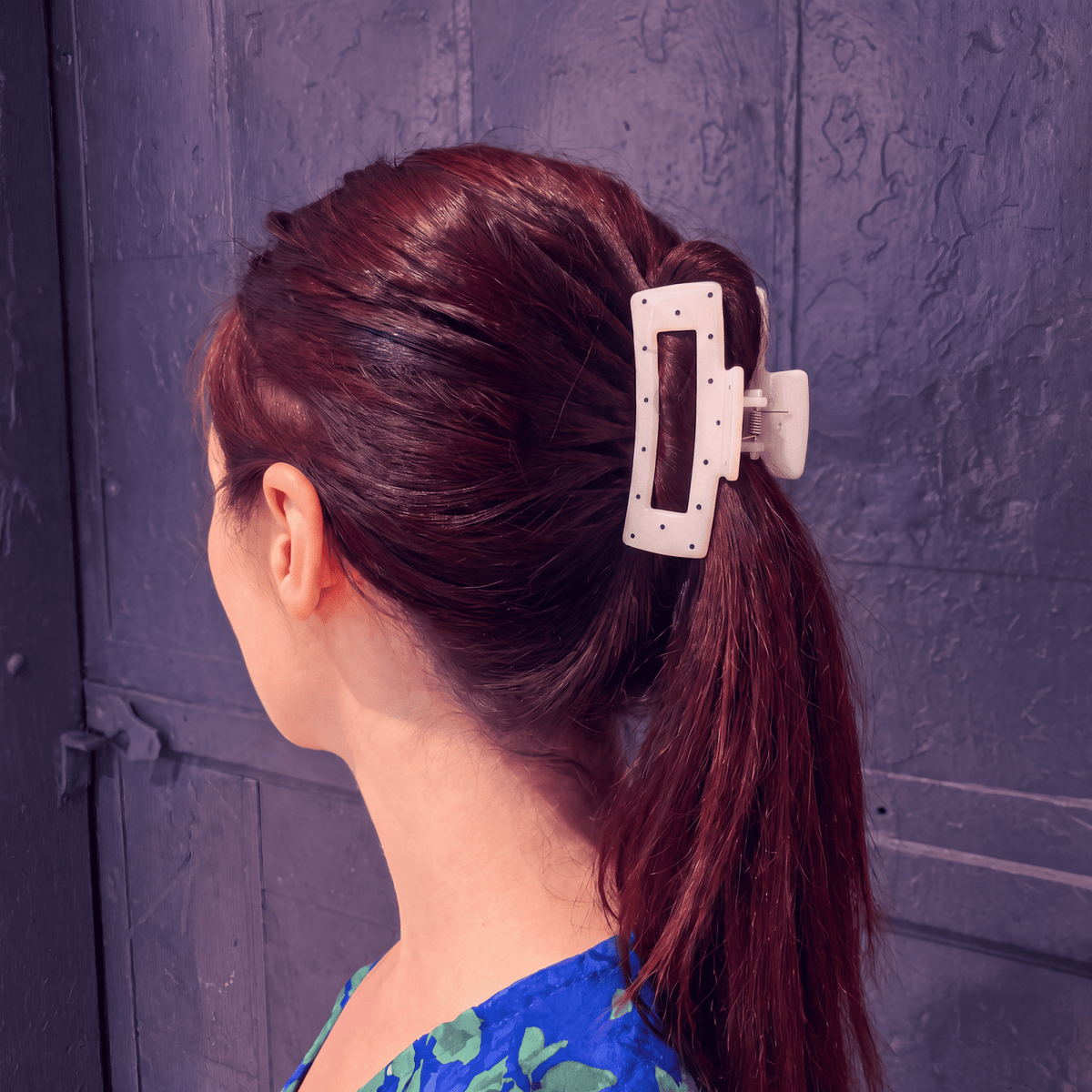 Velvet Claws Uptown Lady in White Dot Hair Clip - Poppy & Vine