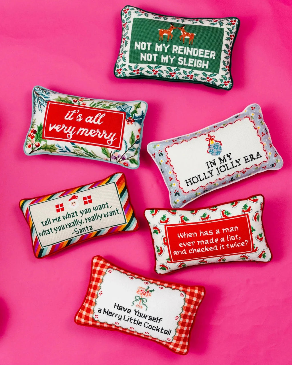 Very Merry Needlepoint Pillow - Poppy & Vine