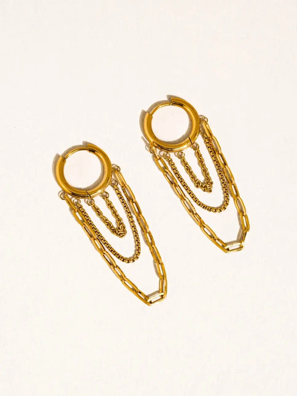 Vianne 18K Gold Non-Tarnish Multi Chain Drop Earrings - Poppy & Vine